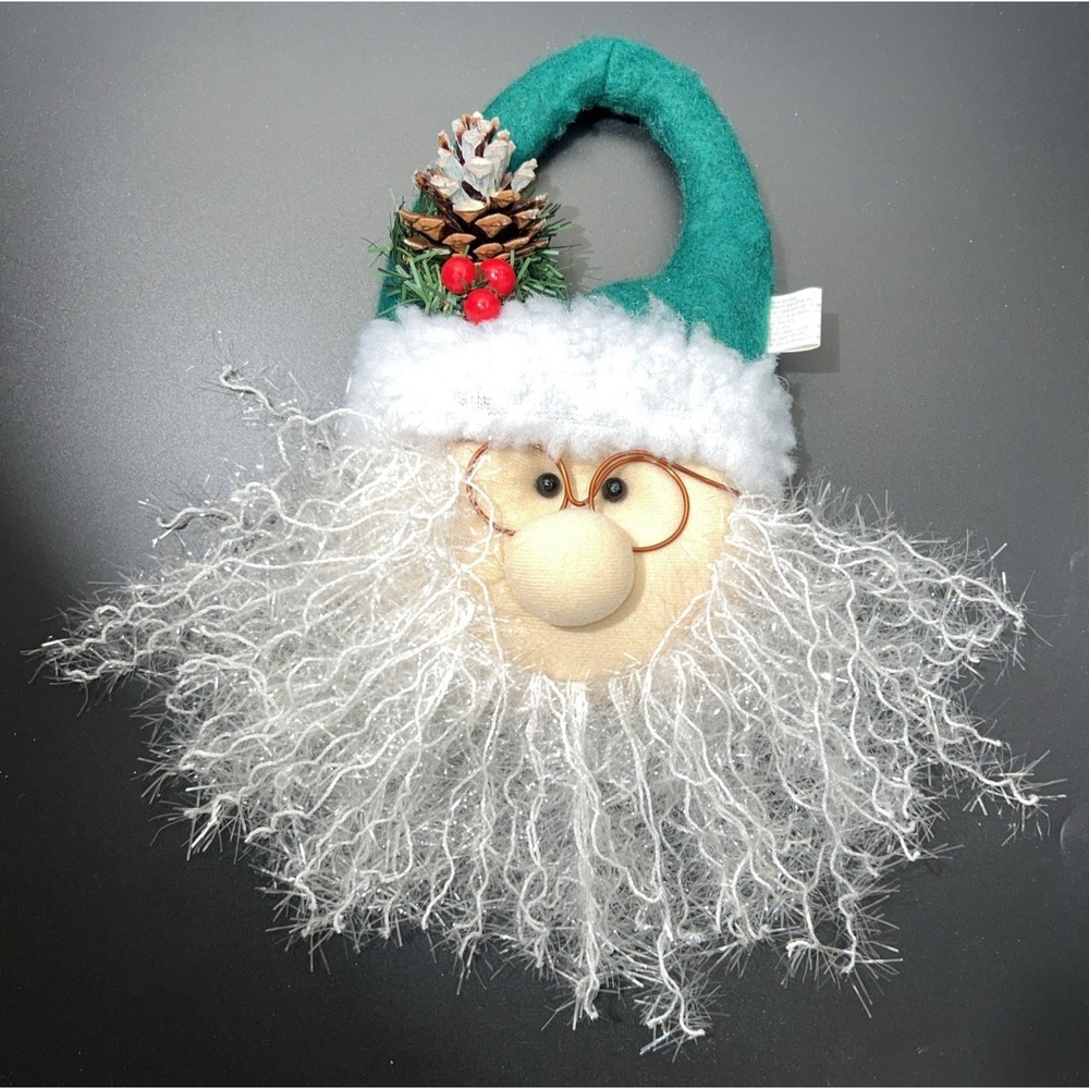 Christmas Sparkle Beard Santa Claus Face With Glasses‎ Door Knob Hanger